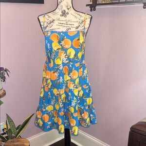 Vibrant Blue Citrus Floral Dress